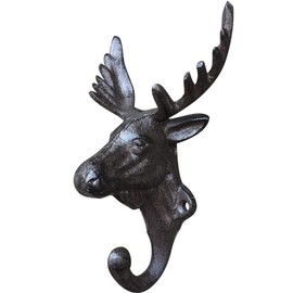 HIGHAWK Wall Hanging Hook Deer Animal Hook Decoration Cast Iron Retro Rot Iron Patio Decor Wall Hanging Gardening Antique (Black A)
