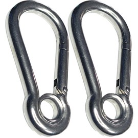 Spring Snap Eyelet Hook 316 Marine Stainless Steel Climbing Locking Carabiner Clip for Home Camping Fishing Hiking Traveling (M5x50mm -2pcs)