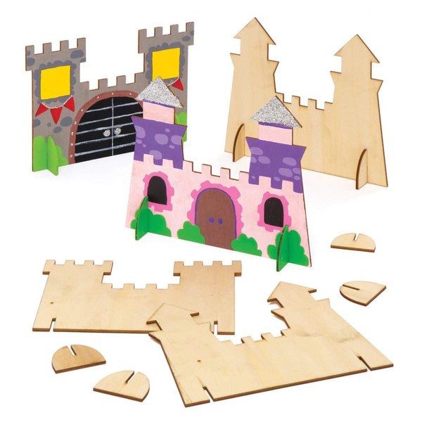 Baker Ross AW470 Wooden Stand-up Castles (Pack of 6)
