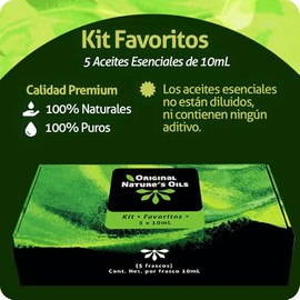 ORIGINAL NATURE'S OILS - Kit de 5 aceites Esenciales para difusor y Aromaterapia (Lavanda, Árbol de Té, Eucalipto, Naranja, Menta, 5 x 10 ML)
