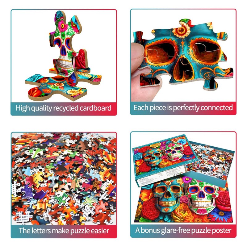 Puzzle 1000 Pieces Adult Puzzle Colourful Tile Game Colourful Flowers
