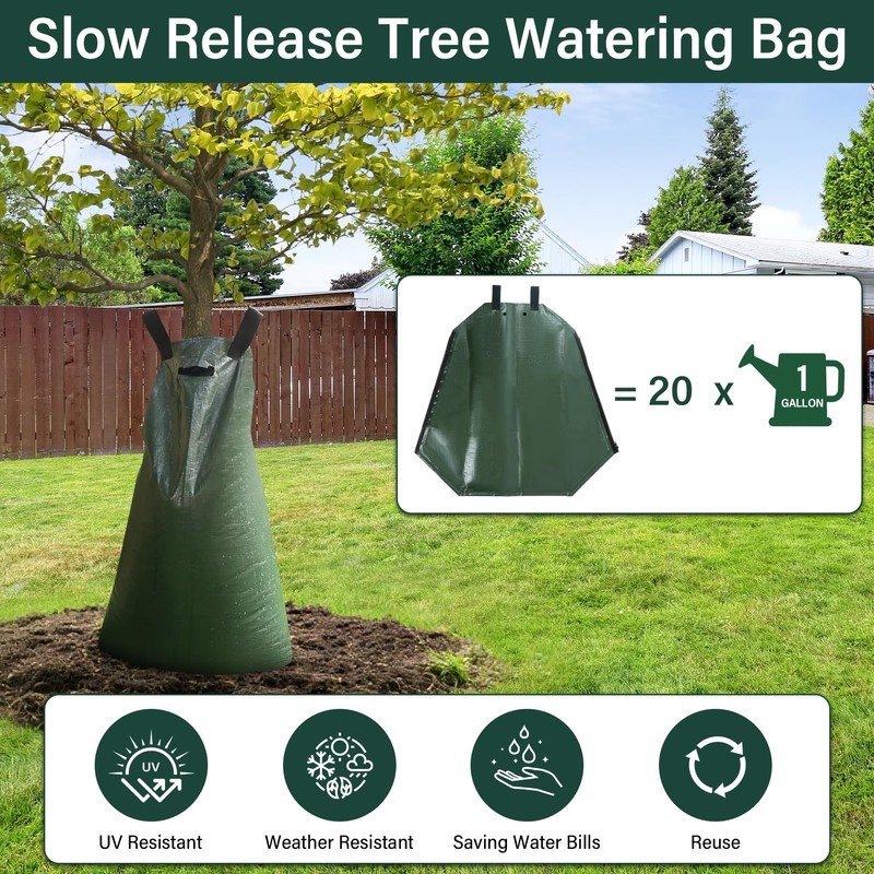 Toriexon 5 Pack Tree Watering Bags, 20 Gallon Slow Release