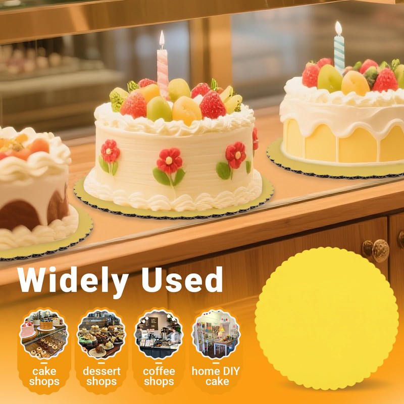 EUSOAR Cake Boards 10 Inch Round, 25 Pack Gold Sturdy