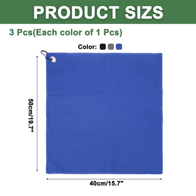 PATIKIL 20"x16" Microfiber Golf Towel, 3 Pack Tri-Fold Golf Towels
