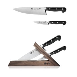Cangshan TV2 Series 1021585 Swedish Sandvik 14C28N Steel Forged 3-Piece TAI Knife Block Set, Walnut