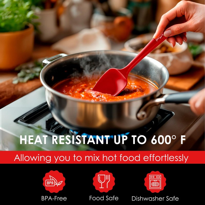 Silicone Spoon Spatula - 600ºF Heat-Resistant Non-Stick Rubber Spoonula |