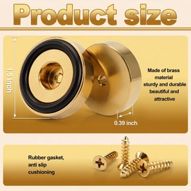 Mifoci 4 Pack 1.5 Inch Large Brass Cutting Board Feet with Non Slip Pads and & Screws, Silicone Feet for Cutting Board, Gold Metal Feets Leg for Kitchen Chopping Blocks, Speakers & Furniture