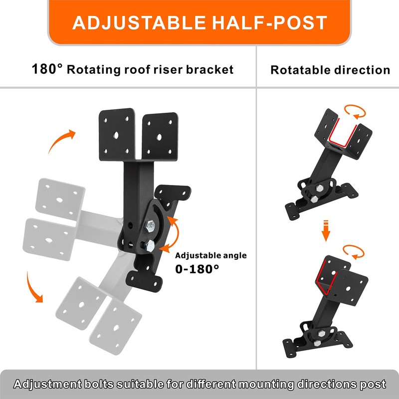 3PCS Roof Riser Brackets Kit - Adjustable Pergola Beam Brackets