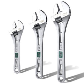 SK 3-Piece Adjustable Wrench Set, 6-Inch, 8-Inch, 10-Inch, Cr-V Steel, SAE & Metric Scales