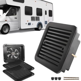AUTOXBERT RV Exhaust Vent Fan, 2.4W 12V One-Way Silent Wind Air Ventilation Fan for Caravan, Motorhome, Camper, Black