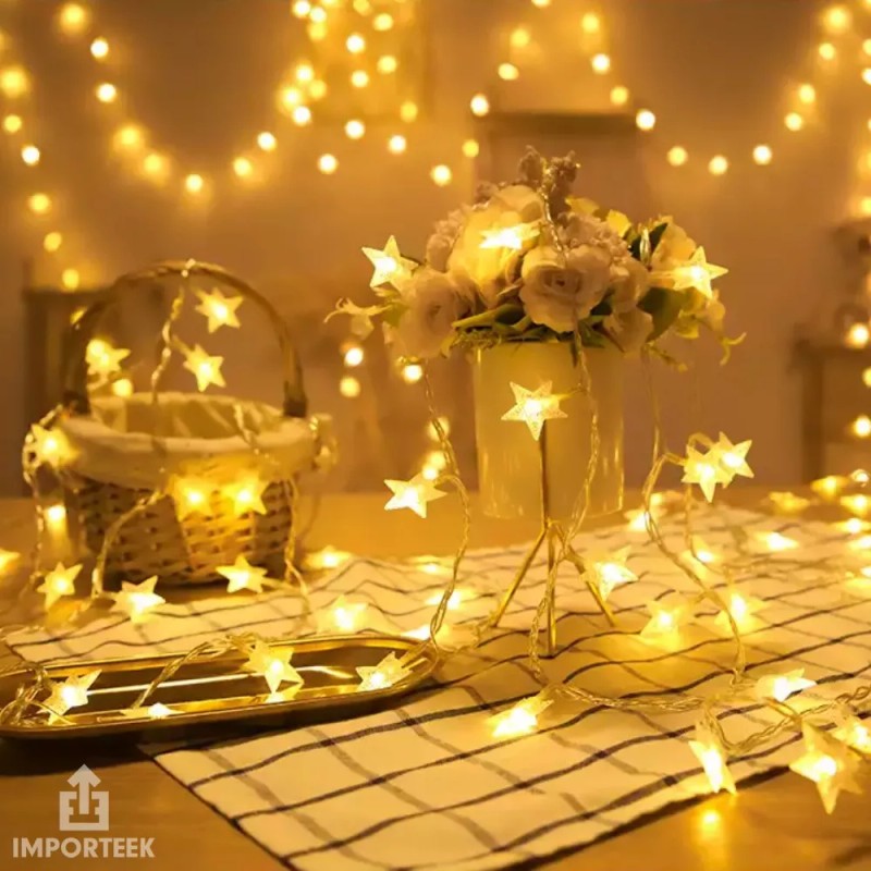 Importeek 5pz Mini Serie Cortina Luces Led Decorativa Estrellas 2m