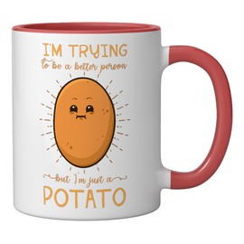 Potato Spud Root Vegetable Tater Vegan Lover Keto Gift Idea Ceramic Mug, Red/White