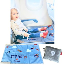 Cegali Airplane Seat Extender for Kids LP: Enhance Your Child's in-Flight Comfort. Travel Toddler Bed, Airplane Leg Rest, Airplane Foot Hammock and Seat Extender, All in One (Little Pilot - Cool Grey)