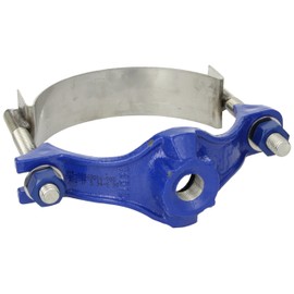 Smith-Blair Ductile Iron with Stainless Steel 304 Straps Repair Clamp, Service Saddle, Stainless Steel Bolt, 2 Bolts, 6" Pipe Size, 3/4" IP Outlet