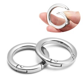 DEVPSISR 4pcs Flat Trigger Spring O Rings,Metal Keychain Ring Round Carabiner Clips for Keyrings Buckle, Bags,Purses(Silver,1 1/4 inch)
