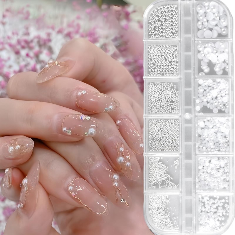1 Box/12 Grid Nail Art Rhinestones, Perfect Nail Charms for