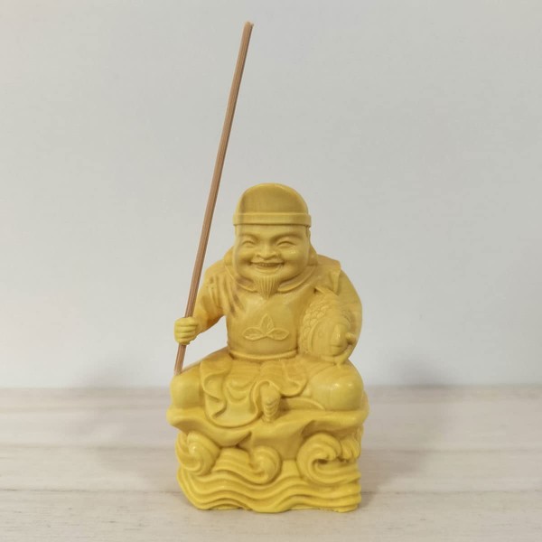 Seven Lucky Gods, Ebisu, 2.4 inches (6 cm), Tsuge Plant, Boxwood, Mini Buddha Statue, Figurine, Luck, Luck, Lottery Luck, Gambling Luck, Business Prosperity