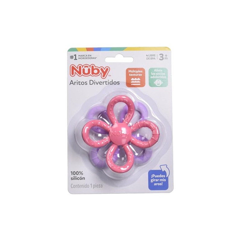 Nuby, Mordedera Aritos Divertidos de Silicón en Forma de Flor,