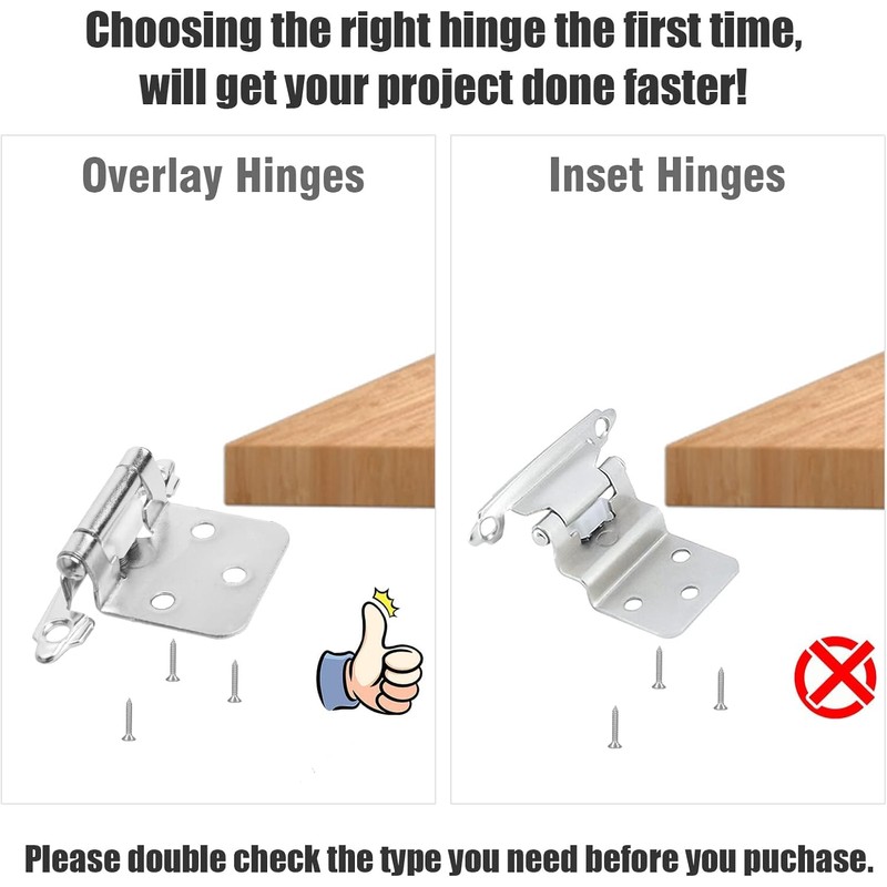 50PCS Cabinet Hinges with 250 Screws, Kitchen Cabinet Door Hinges,