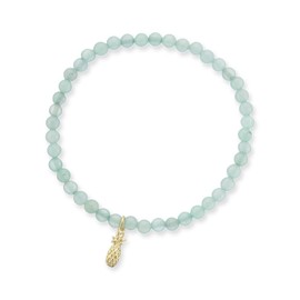 Palas Jewellery Women's Pineapple Charm Aventurine Gem Bracelet, Green