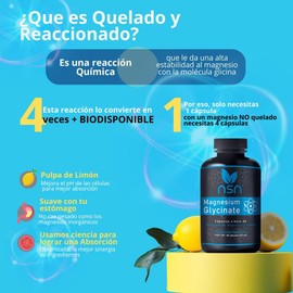 Glicinato de Magnesio Quelado | Con Pulpa de Limon | 4 veces más absorbible | Para 100 días