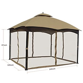 SCOCANOPY Khaki 10 x 12 Gazebo Netting for Lowe's Allen Roth 10X12 Gazebo Model #GF-12S004B-1 / GF-12S004BTO/ TPGAZ17-002