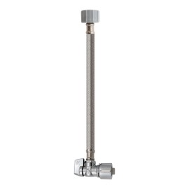Quarter Turn Angle Valve 5/8-Inch OD by 12-Inch Stainless Steel Toilet Supply, Lead-Free, Quick Lock