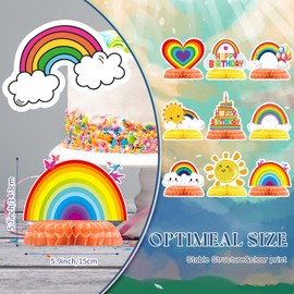 9 piezas de centro de mesa con diseño de panal de abeja, arco iris, decoración de fiesta de nube, sol, corazón, centro de mesa para mesas de cumpleaños y baby shower
