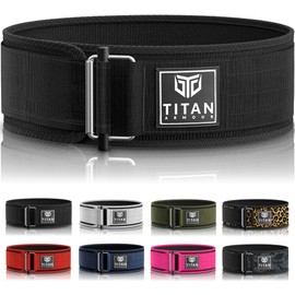 Titan Armour® Premium Self-Locking Weight Lifting Belt | Gym belt: Crossfit, Powerlifting, Deadlift, Olympic Lifts, Squats | Functional Weightlifting Belt | Men & Women | UK Brand (Black, Large)
