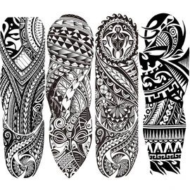 Fake Tribal Totem Temporary Sleeve Tattoos for Men Women,4-Sheet