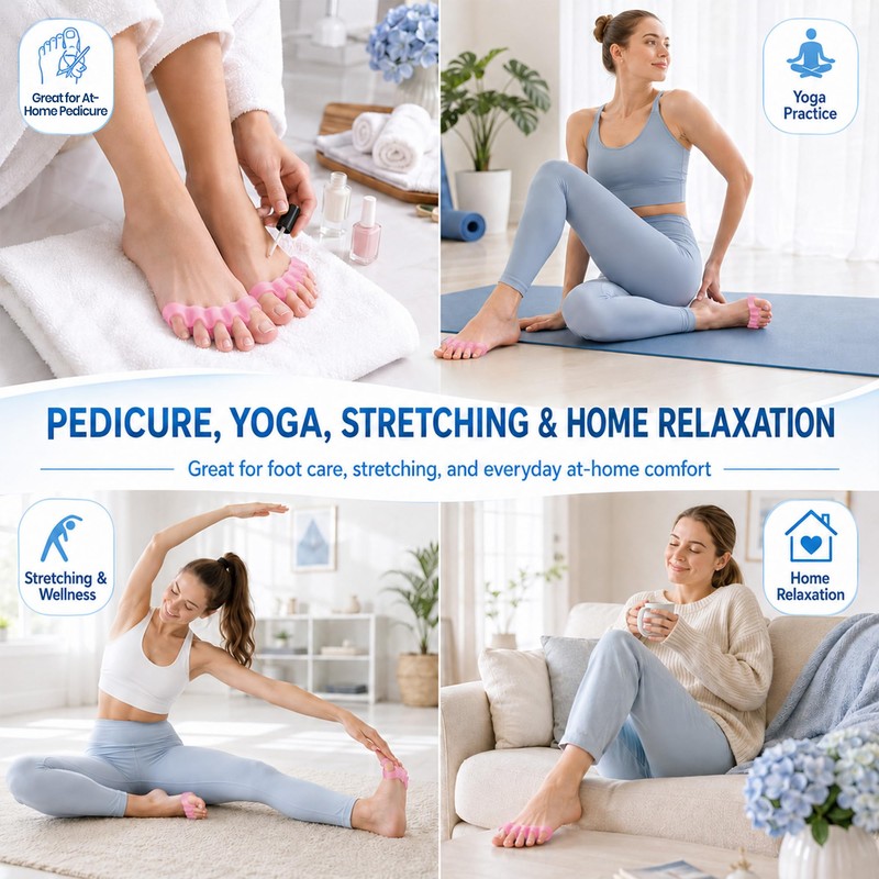Soft Toe Separators for Women, 2 Pack for Pedicure and