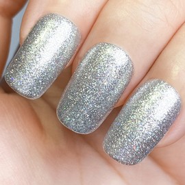 JODSONE 10ml Shiny Silver Gel Nail Polish Silver Gel Polish Glitter Silver Nail Polish Gel Silver High Gloss Soak Off U V Gel Nail Manicure Salon DIY at Home