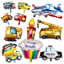 LEMESO Birthday Balloons, Car Decoration, Boys, Balloons, Set of 10, Birthday Decoration, Decoration, Large, Vehicle, Helium Gas Compatible, Cute, Luxurious