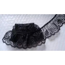 Unbranded Black color Ruffle Lace Trim 1 3/4-inch-wide price per yard