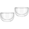 Cabilock 2 Pcs Double Glass Bowl Salad Serving Utensils Clear