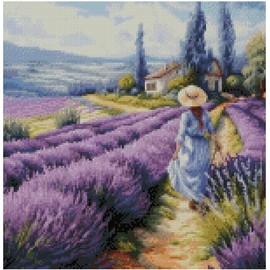 Girl in Lavender Counted Cross Stitch Kits, 14 Count aida Fabric, 100% Cotton Thread, 150x150 Stitch,26x26cm Counted Cotton Cross Stitch kit