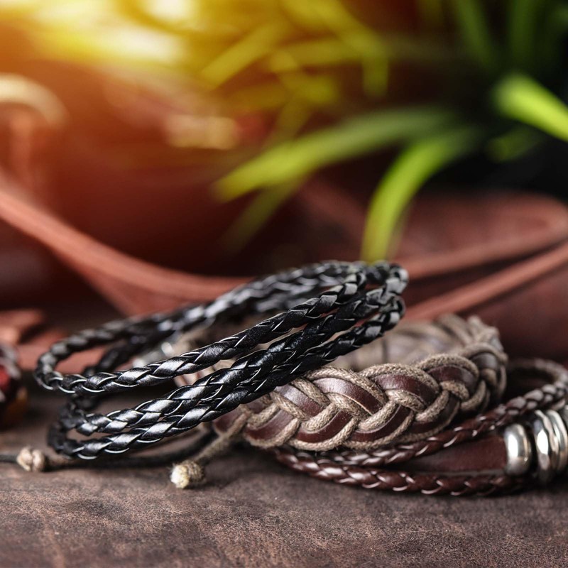 PATIKIL Round Braided Leather Cord, 7mm Round Braided Leather Cord