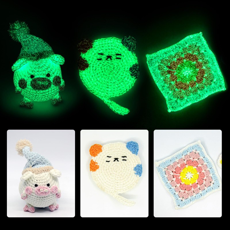 Glow in the Dark Chenille Yarn, 50g Skeins, 3 Pack,