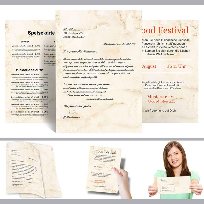 Writing Paper Marble & Structure Marble Beige – DIN A4