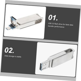 OSALADI 16g Metal Alloy Type-c Rotating USB Drive for Fast Data Transfer Compatible Laptops and Mobile Devices Sleek Silver Design
