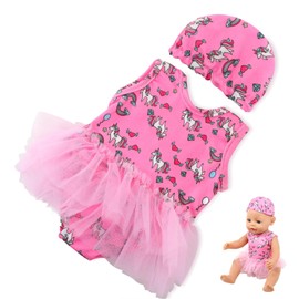 Baby Doll Clothes 14-16 Inch Swimming Baby Doll Outfit, 2 Piece Baby Swimming Set, Swimming Set for Dolls, BABY born Swimsuits, Sweet / Easy Dress-Up, for 43 cm Dolls / Little Girls