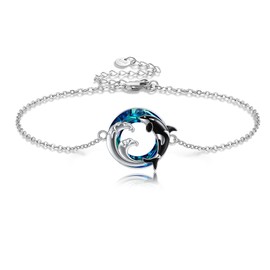 DAYLINLOVE Orca Bracelet Sterling Silver 925 Killer Whale Bracelets Crystal Orca Jewelry Ocean Animal Birthday Gifts For Women Girls Daughter Sea Ocean Lover