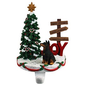 Doberman Pinscher Stocking Holder Hanger Black