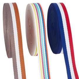 AHANDMAKER 30 Yards 3 Stile Polyester Gurtband 1 Zoll Breites Gestreiftes Strapazierfähiges Schneidbares Ersatzband Für Rucksackgriffe Haustierleinen Bastelarbeiten