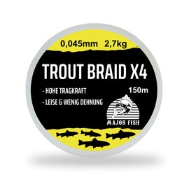 Major Fish Trout Braid 4-Way Braided Line Trout Ultralight 150 Metres 0.045-2.7 kg - Lemon Yellow