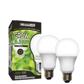 Miracle LED 6.5KK Professional Indoor Grow Light Bulb – 6500K Full Spectrum Replace 150W Grow Bulbs for Vegetables, Herbs, Hydroponics. (2-Pack)