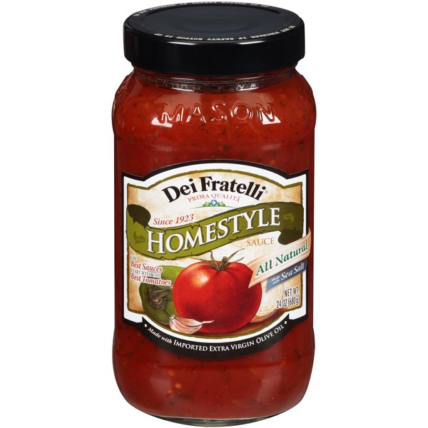 Dei Fratelli Homestyle Pasta Sauce - All-Natural Vine-Ripened - No Water Added, Not from Paste – Non-GMO, Gluten-Free - 5th Generation Family Recipe (24 oz. Jars, 8 pack)