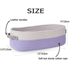 Oradrem Cotton Rope Woven Basket Toilet Paper Organizer - Decorative Storage Basket for Boho Decor - 13"x5.9"x4" Purple