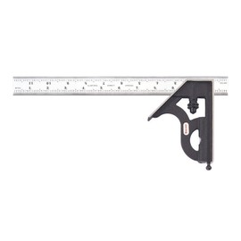 Starrett Steel Combination Square with Square Head - 12" Blade Length, Hardened Steel, Reversible Lock Bolt, Scriber, Spirit Level, 16R Graduation Type - C11H-12-16R