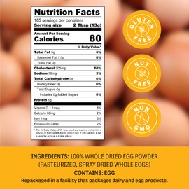 Judee’s Dried Whole Egg Powder - 3 lbs - Baking Supplies - Delicious and 100% Gluten-Free - Great for Breakfast and Camping Meals - Quick and Easy for Outdoor Preparations